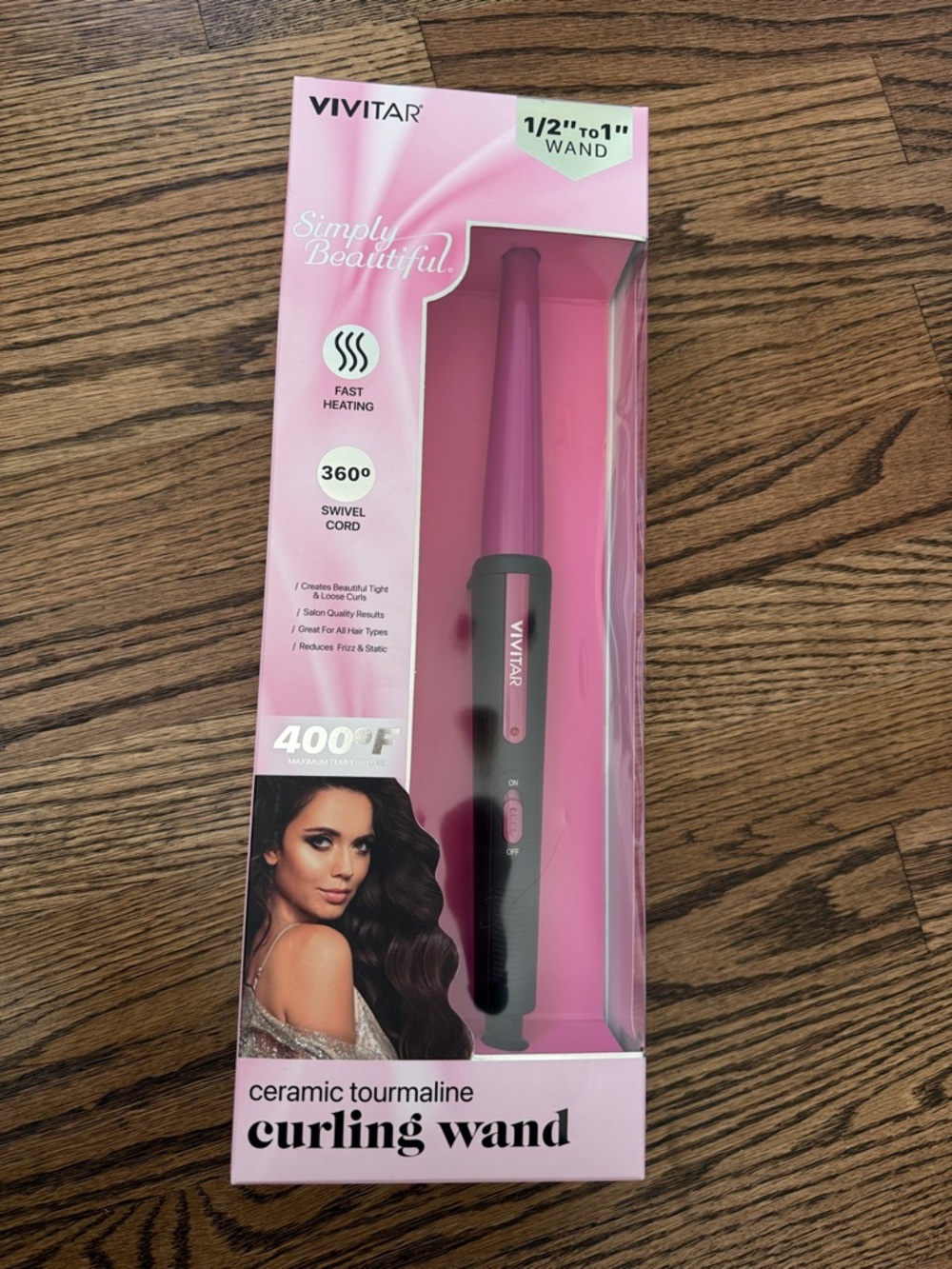 Vivitar Pink Ceramic Tourmaline Curling Wand - 1/2" to 1"